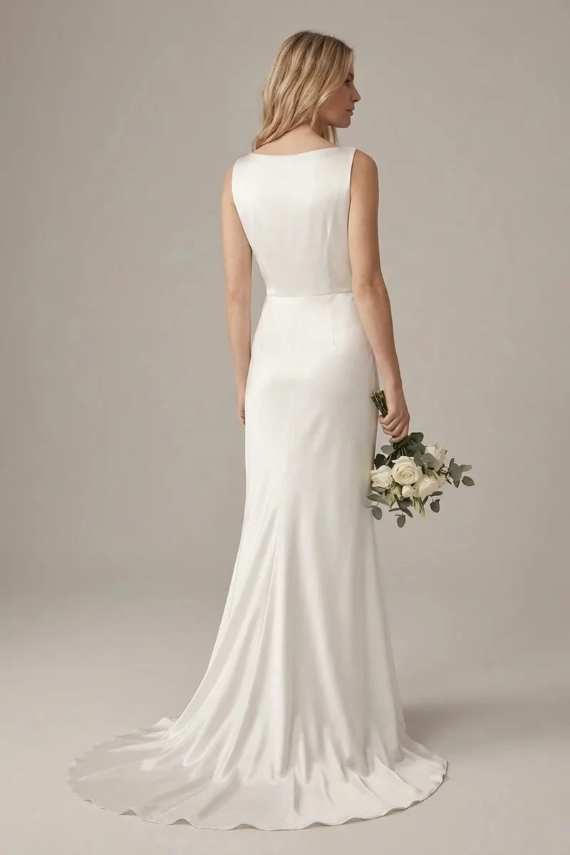 Simple Satin Wedding Gown Under $200 - 2
