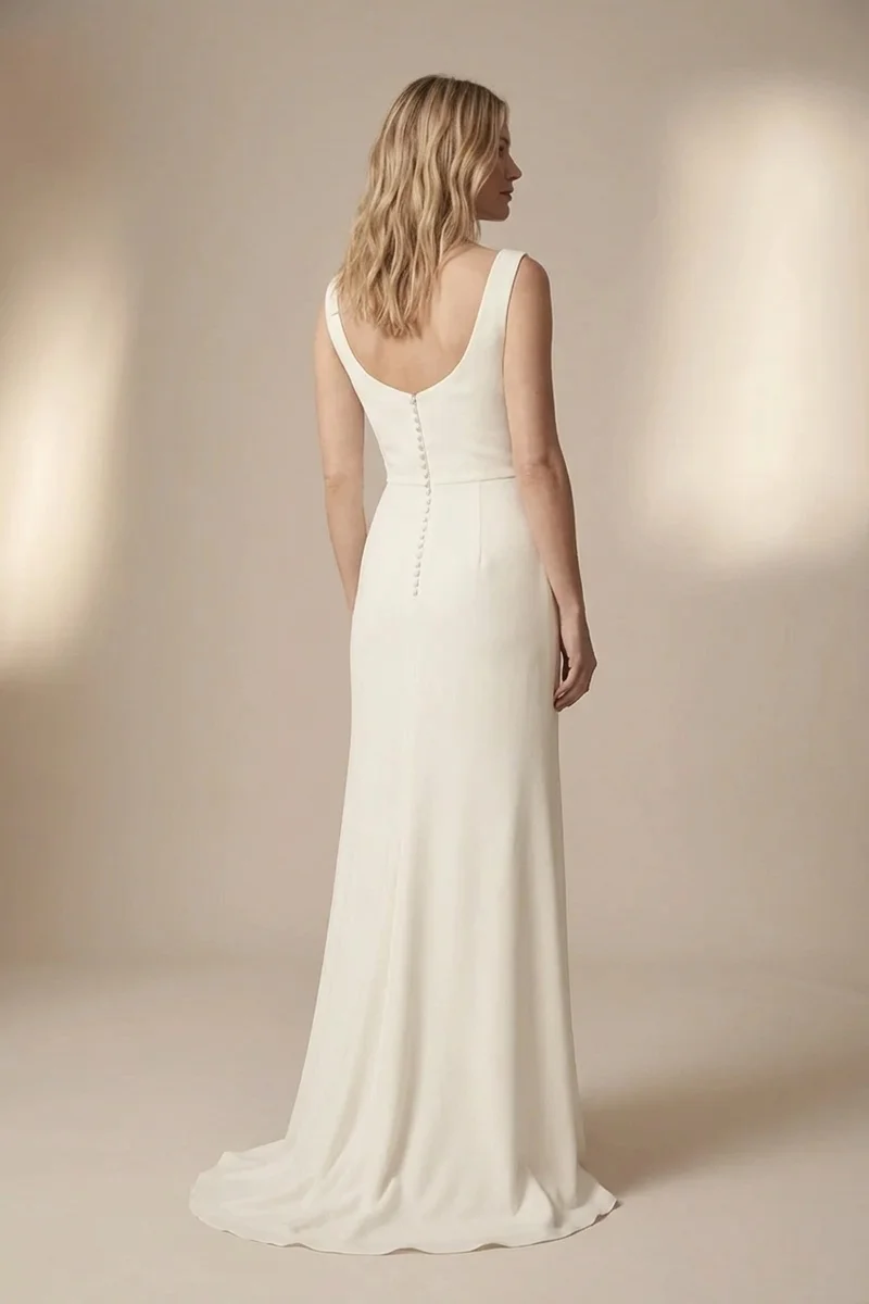 Adrienne Crepe Modern Wedding Dress Under $500 - 2