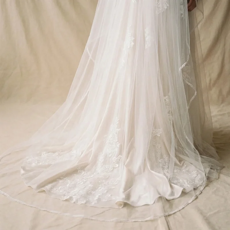 Cathedral Length Tulle Wedding Veil - 4