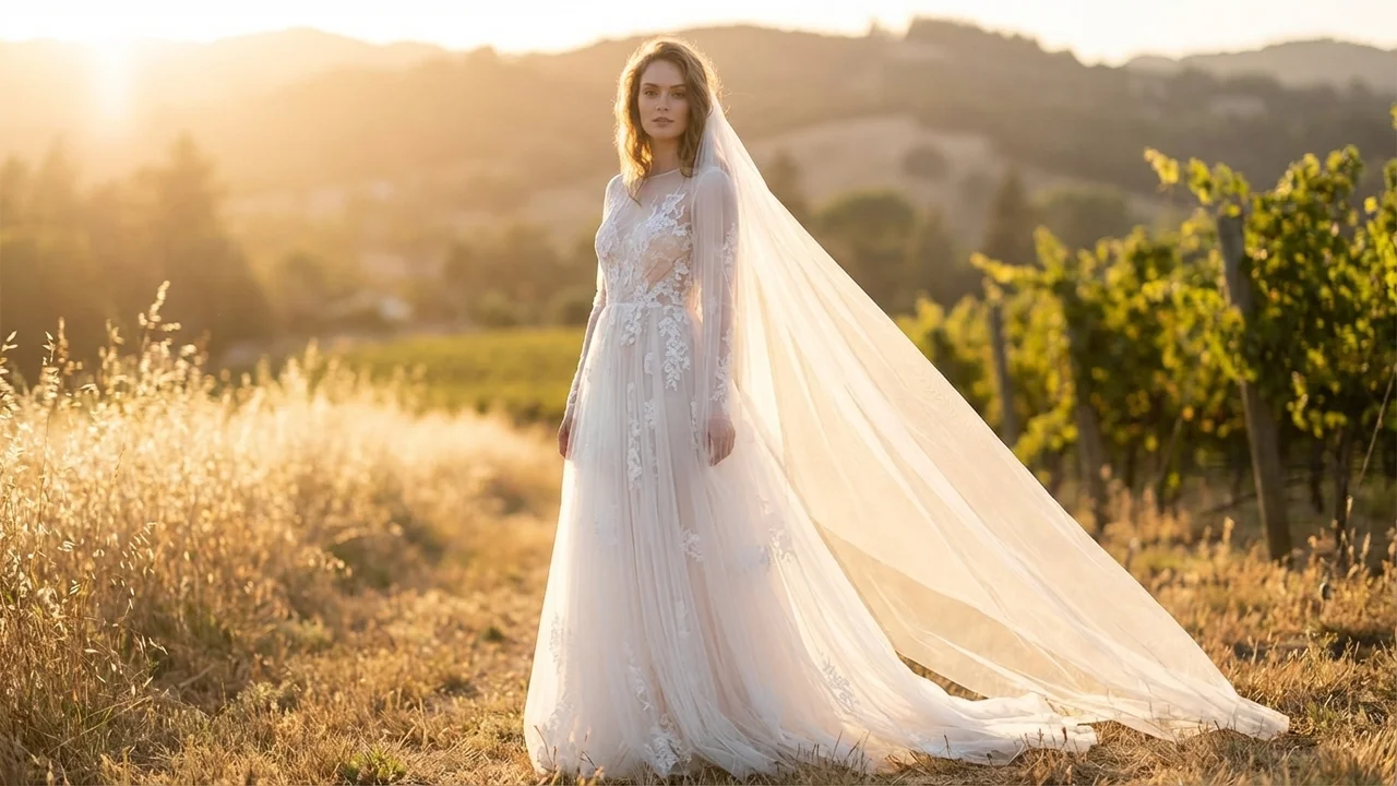 Cathedral Length Tulle Wedding Veil - 6