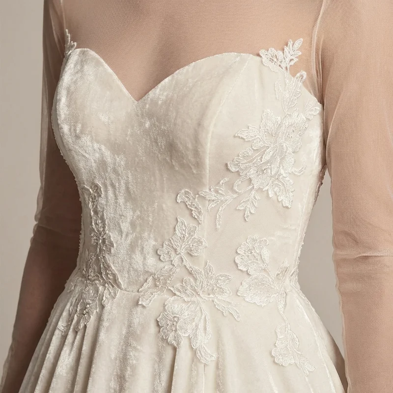 Isolde Velvet Long Sleeve Ball Gown - 3