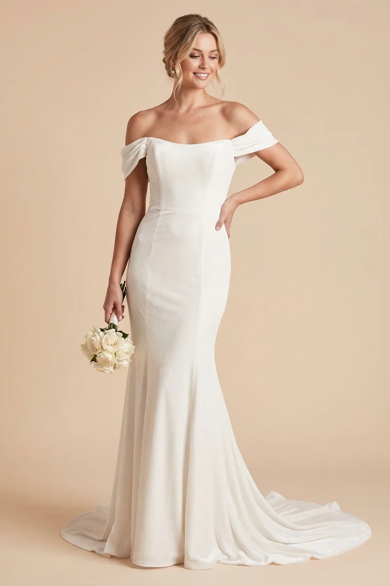 Odette Velvet Off-Shoulder Mermaid Dress - 1