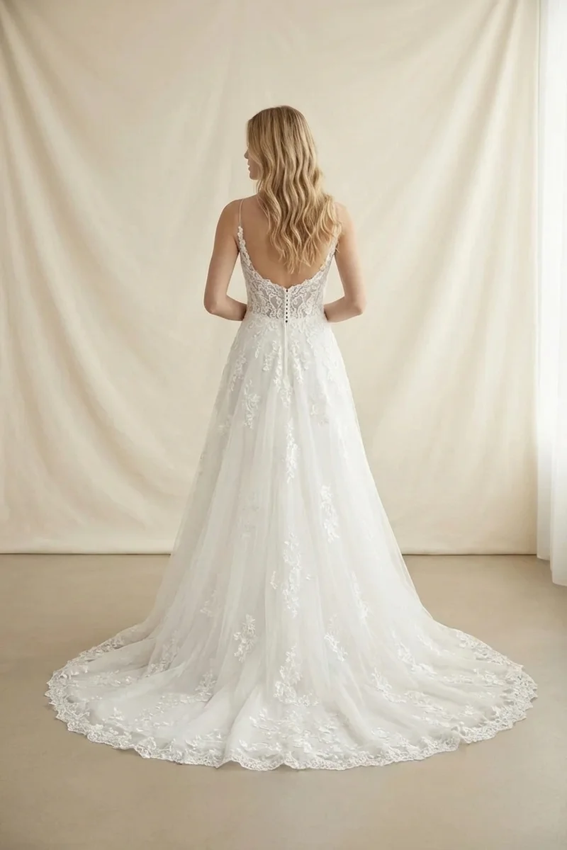 Romantic Lace & Tulle A-Line Wedding Dress - 2