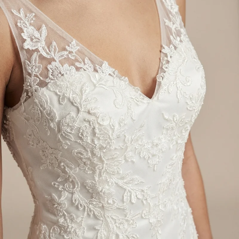 Celeste Applique Mermaid Wedding Dress - 3