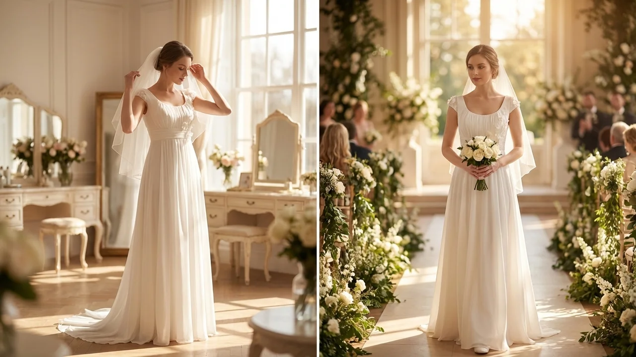 Dahlia Applique Empire Waist Wedding Dress - 5