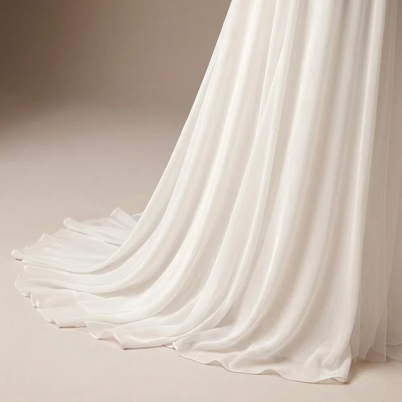 Flowy Chiffon Beach Wedding Dress with Side Slit - 4