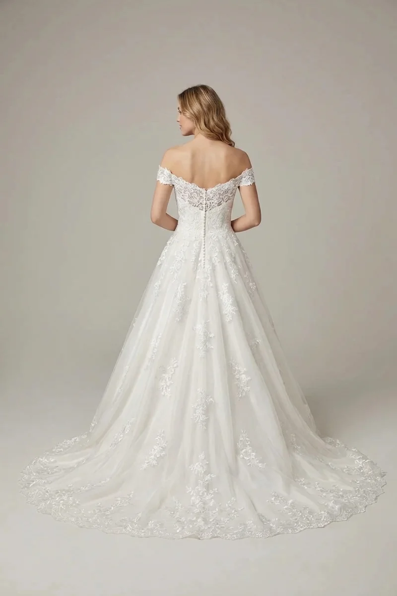 Vivienne Lace Ball Gown Wedding Dress - 2