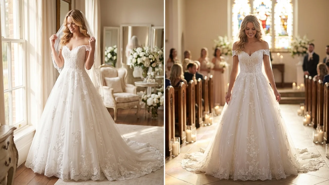 Vivienne Lace Ball Gown Wedding Dress - 5