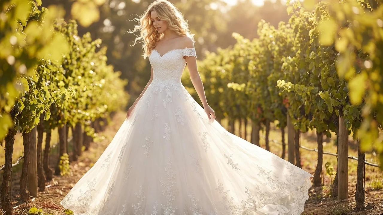 Vivienne Lace Ball Gown Wedding Dress - 6