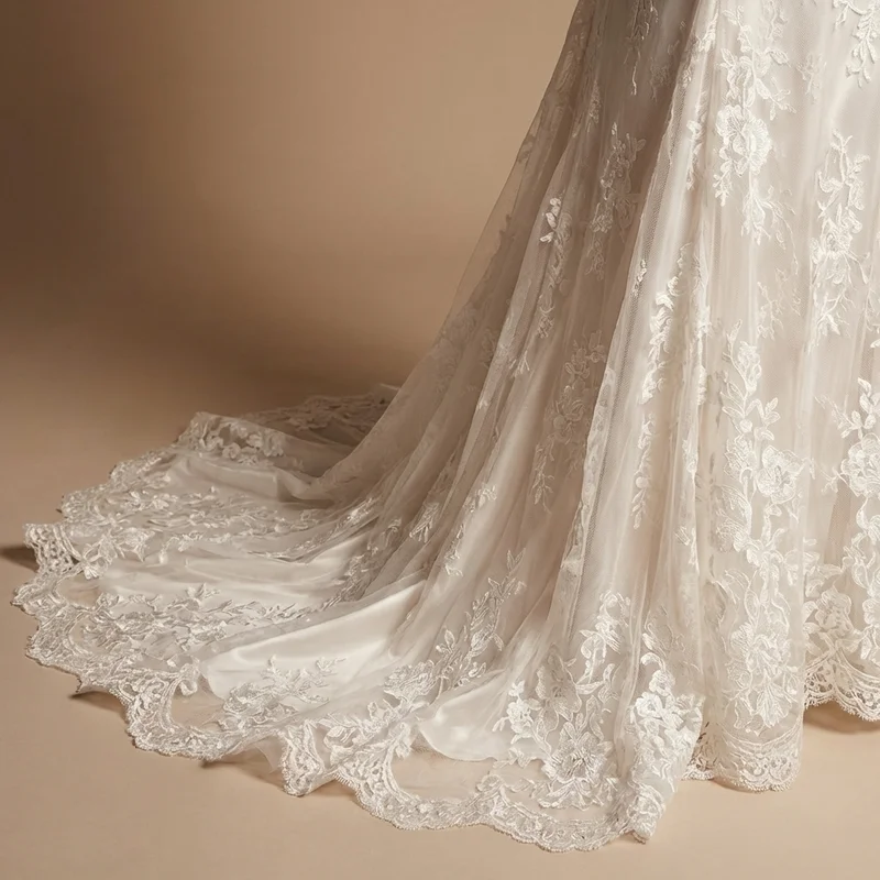 Daphne Backless Lace Mermaid Wedding Dress - 4