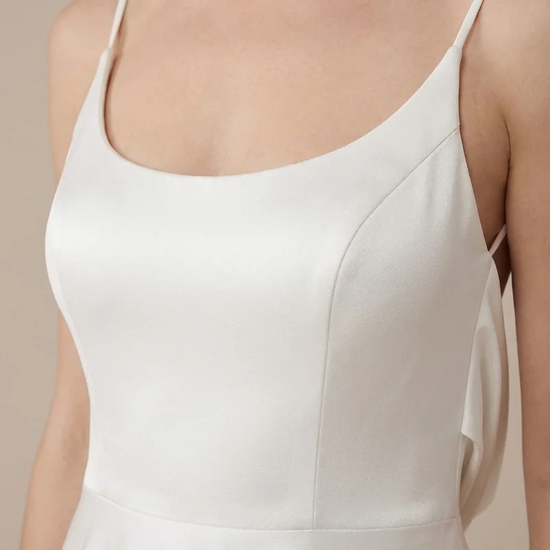 Elise Backless Satin A-Line Wedding Dress - 3