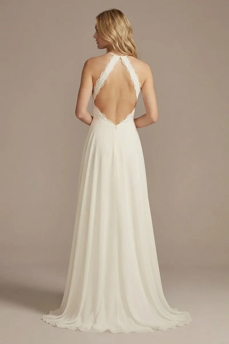 Freya Backless Chiffon Beach Wedding Dress - 2