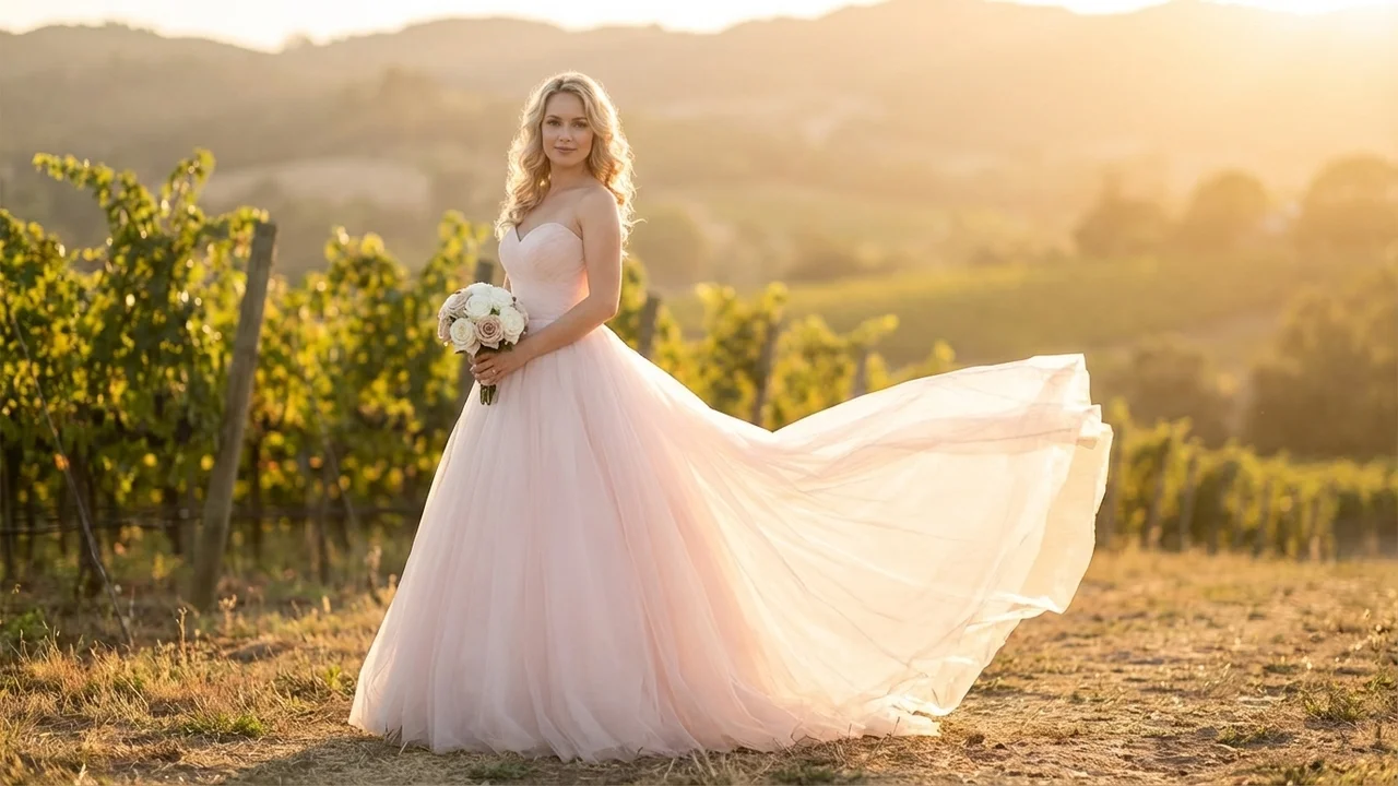 Rosalie Blush Pink Ball Gown Wedding Dress - 6