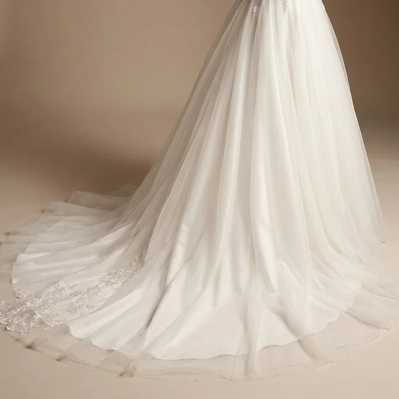 Tulle Ball Gown with Illusion Sleeves - 4