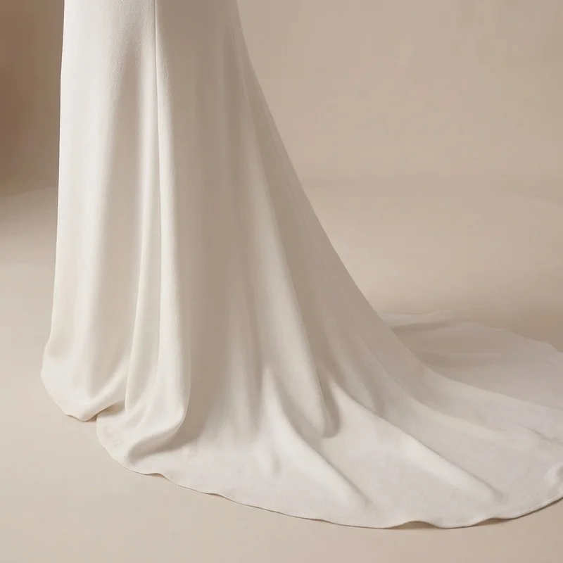 Sleek Column Crepe Wedding Gown - 4