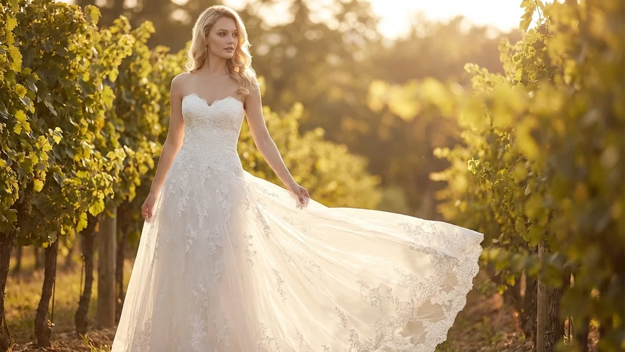 Valentina Lace-Up Corset Back Wedding Dress - 6