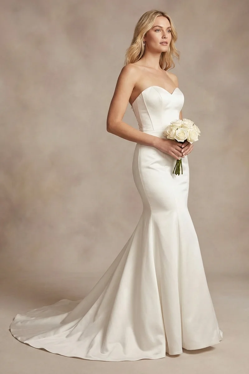 Anastasia Satin Corset Back Mermaid Wedding Dress - 1