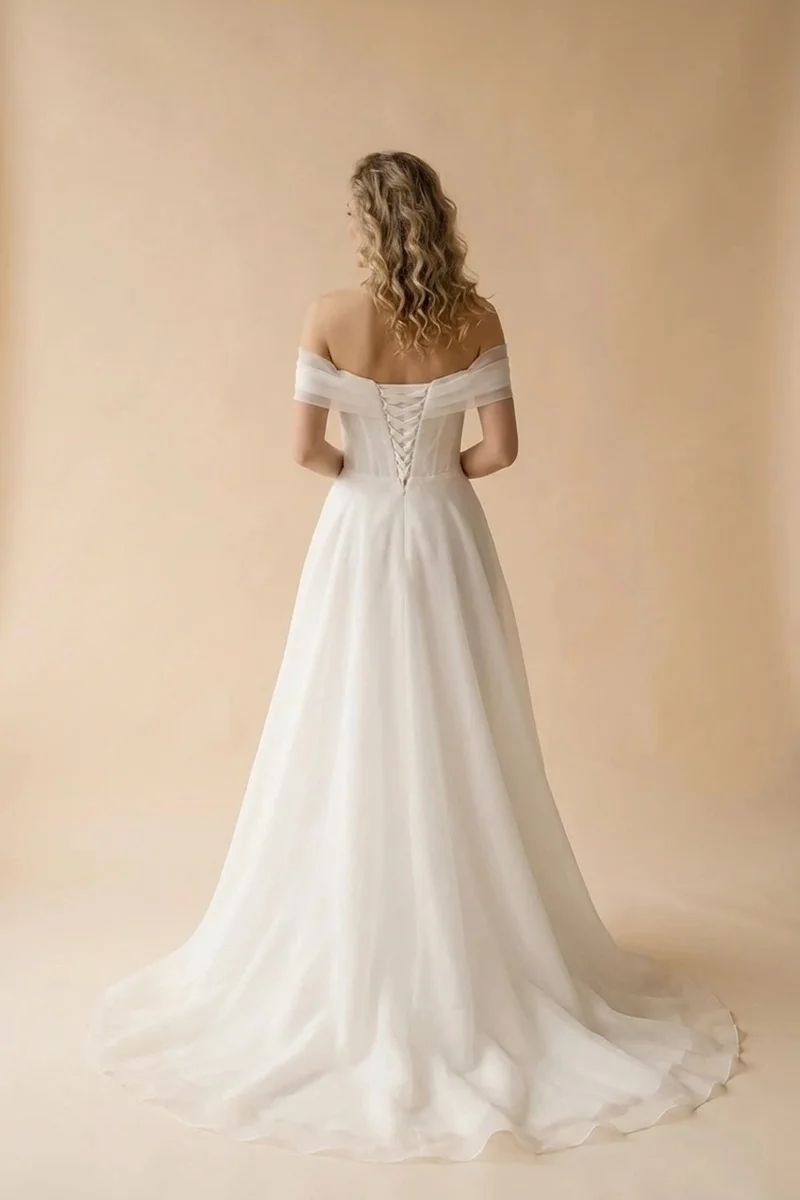 Serenity Organza Corset Back Wedding Dress - 2