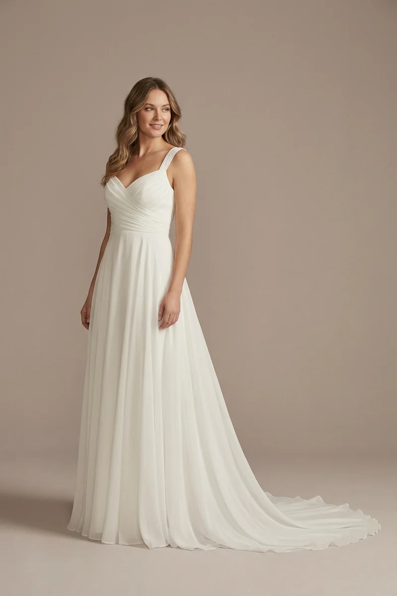 Breezy Chiffon Destination Wedding Dress - 1