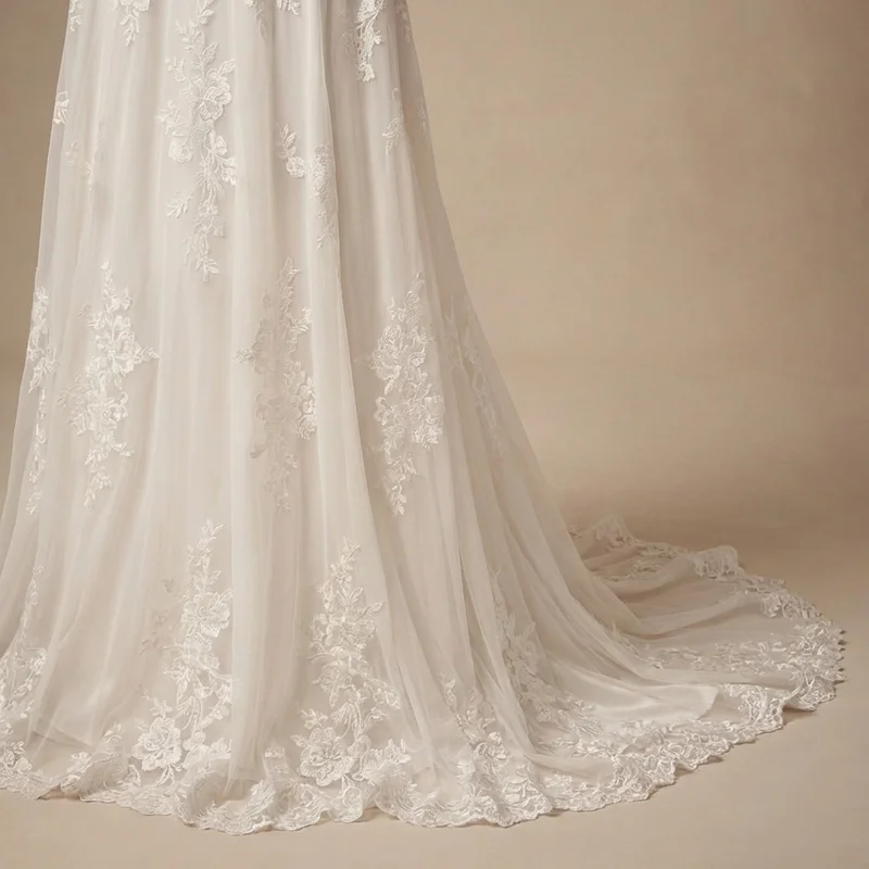 Flowy Lace Boho Destination Wedding Dress - 4