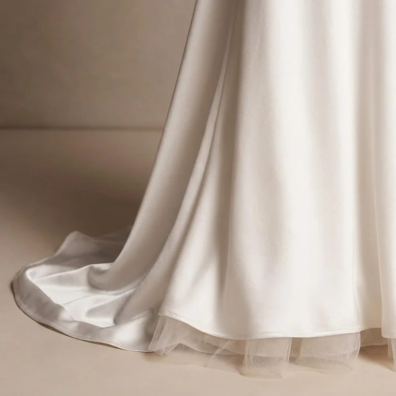 Simple Satin Slip Destination Wedding Dress - 4