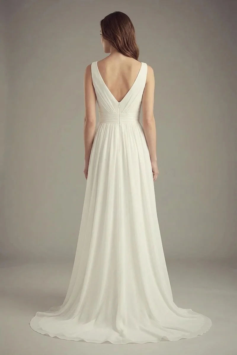 Genevieve Chiffon Empire Waist Wedding Dress - 2