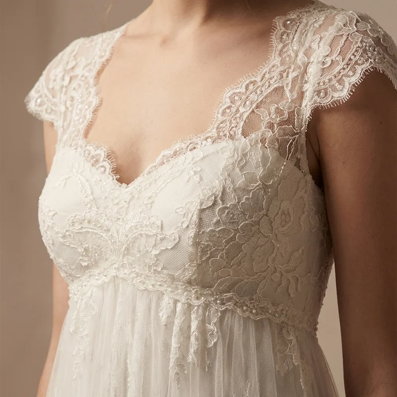 Anastasia Lace Empire Waist Wedding Dress - 3
