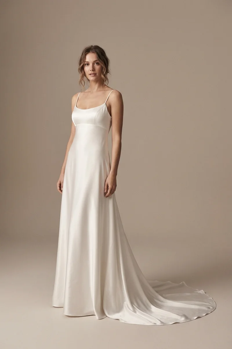 Juliette Satin Empire Waist Wedding Dress - 1