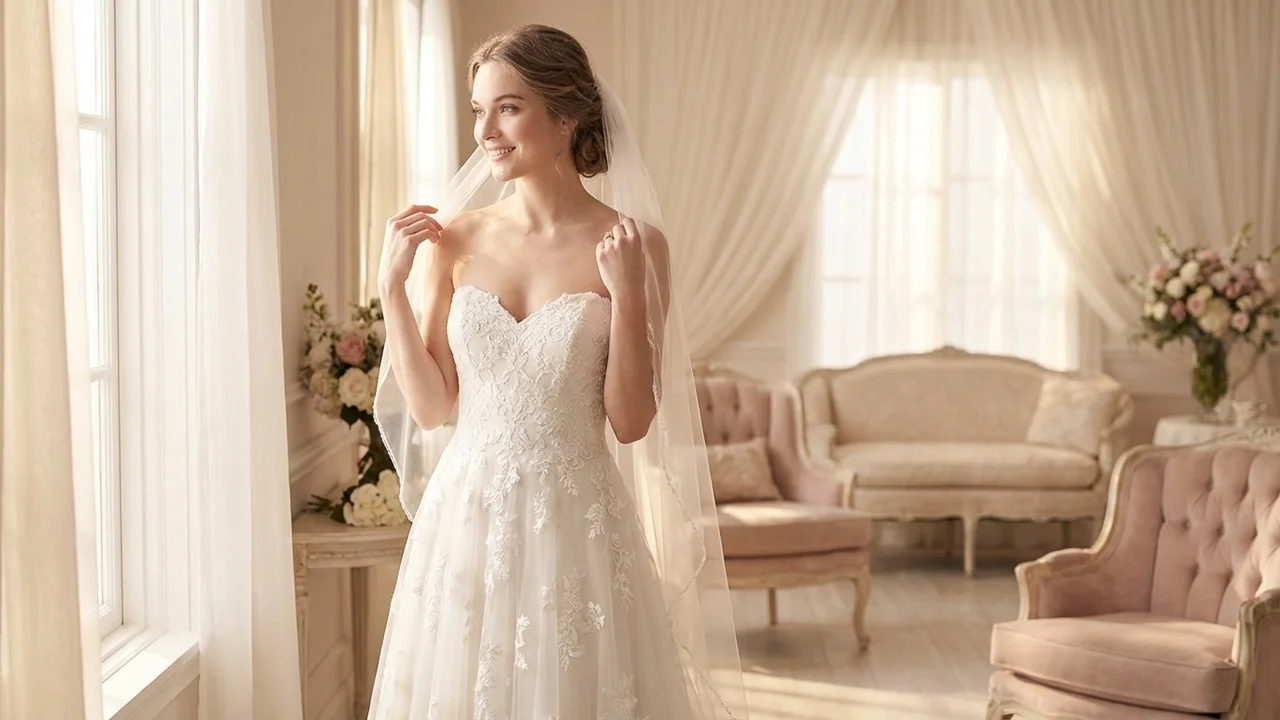 Seraphina Ivory Lace A-Line Wedding Dress - 5