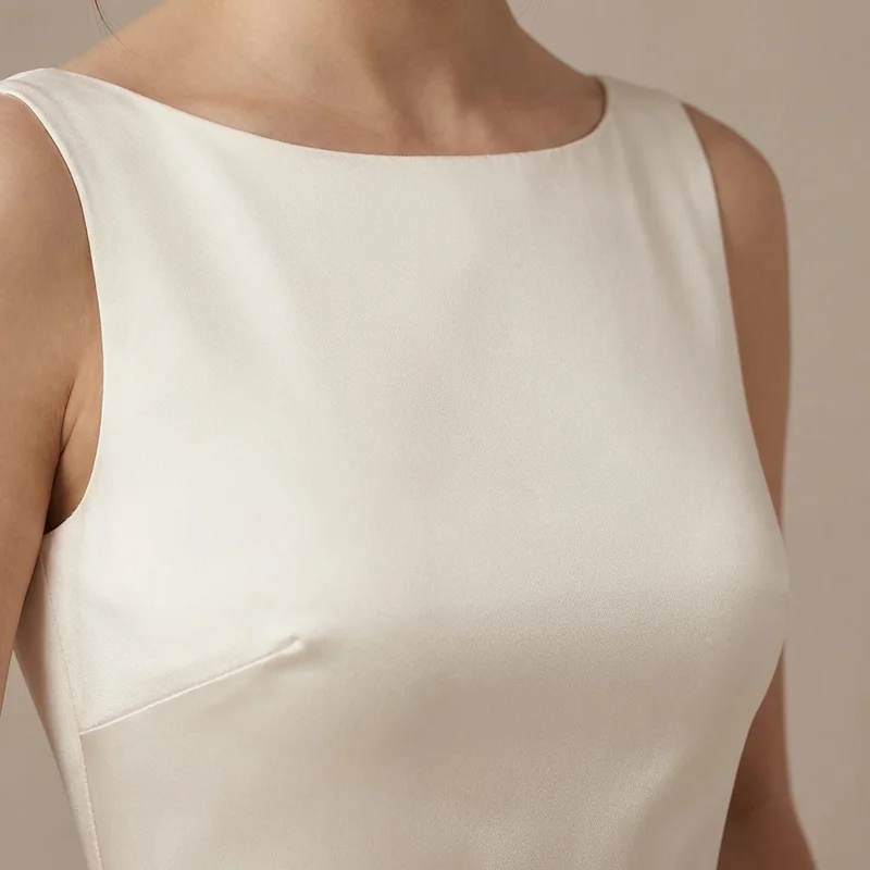 Aurora Ivory Satin Sheath Wedding Dress - 3