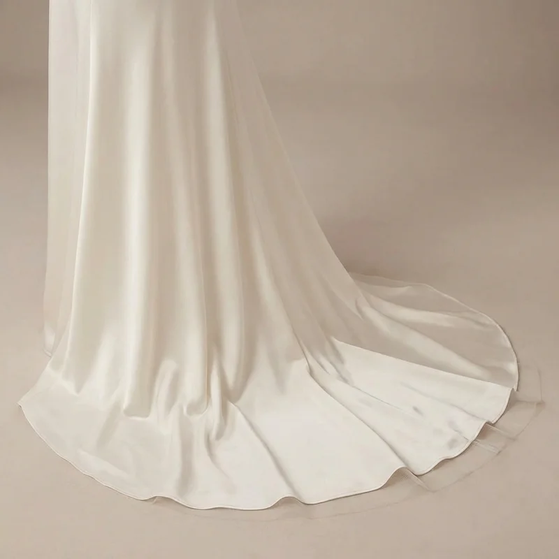 Aurora Ivory Satin Sheath Wedding Dress - 4
