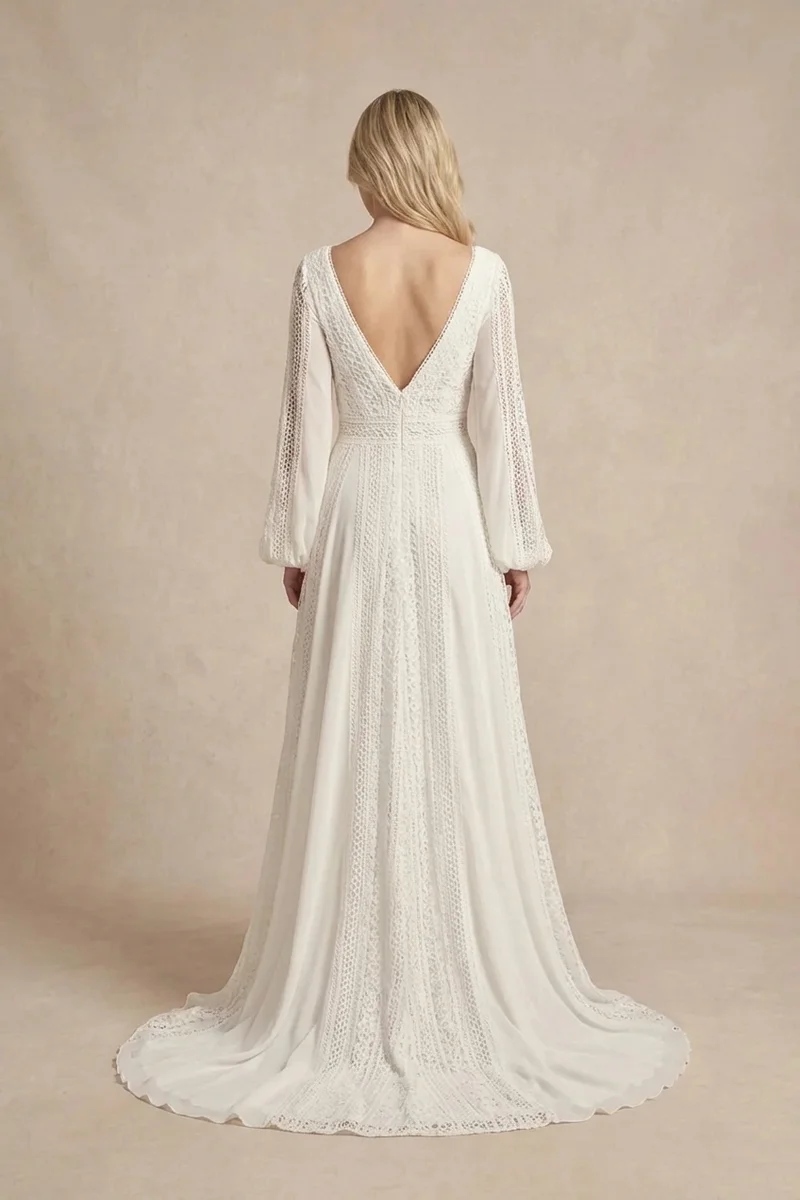 Maya Boho Long Sleeve Wedding Dress - 2