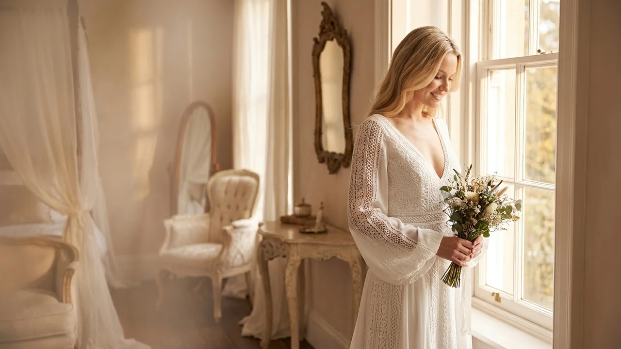 Maya Boho Long Sleeve Wedding Dress - 5