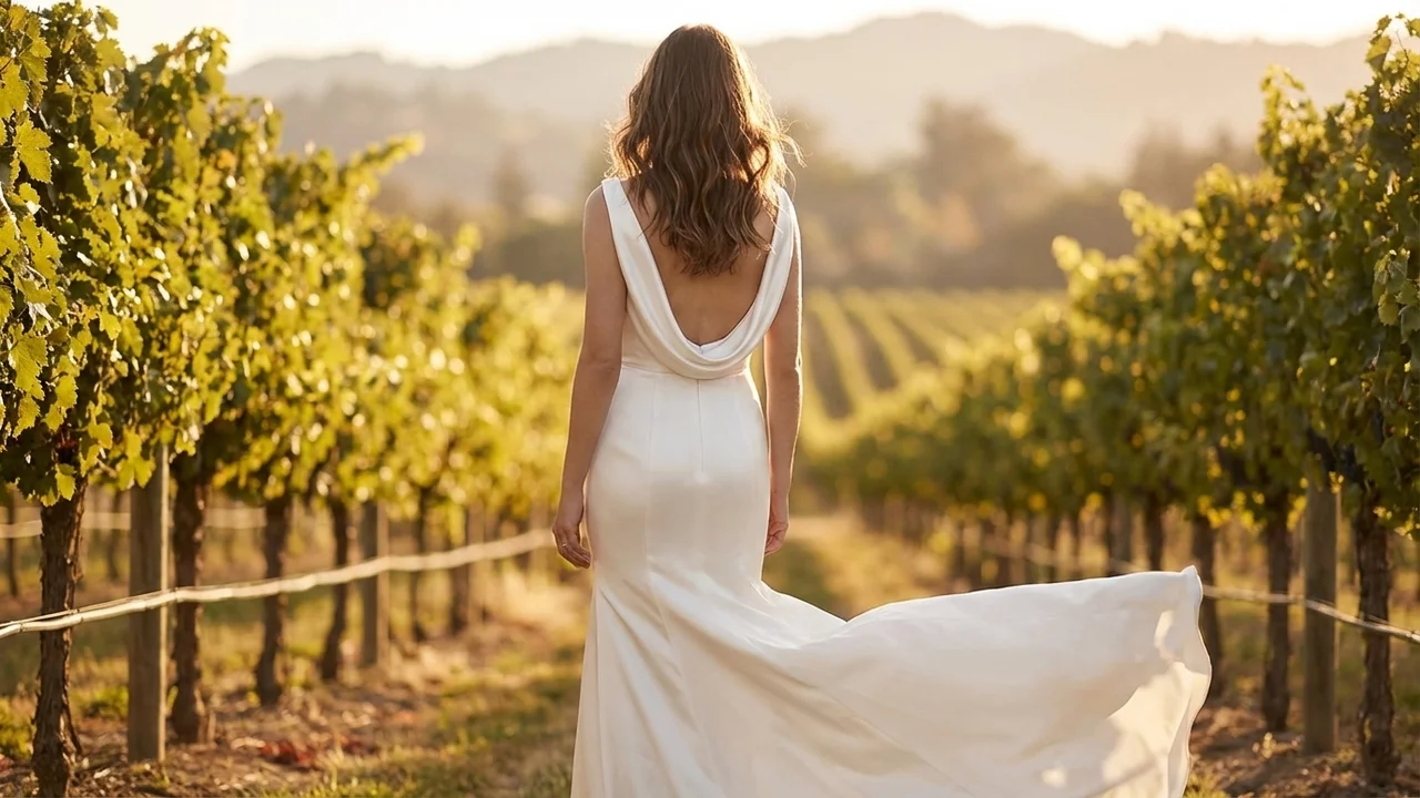 Mermaid Satin Wedding Dress with Cowl Back Detail - 6