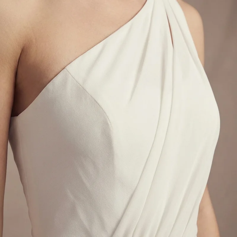 Modern Asymmetric One-Shoulder Wedding Dress - 3