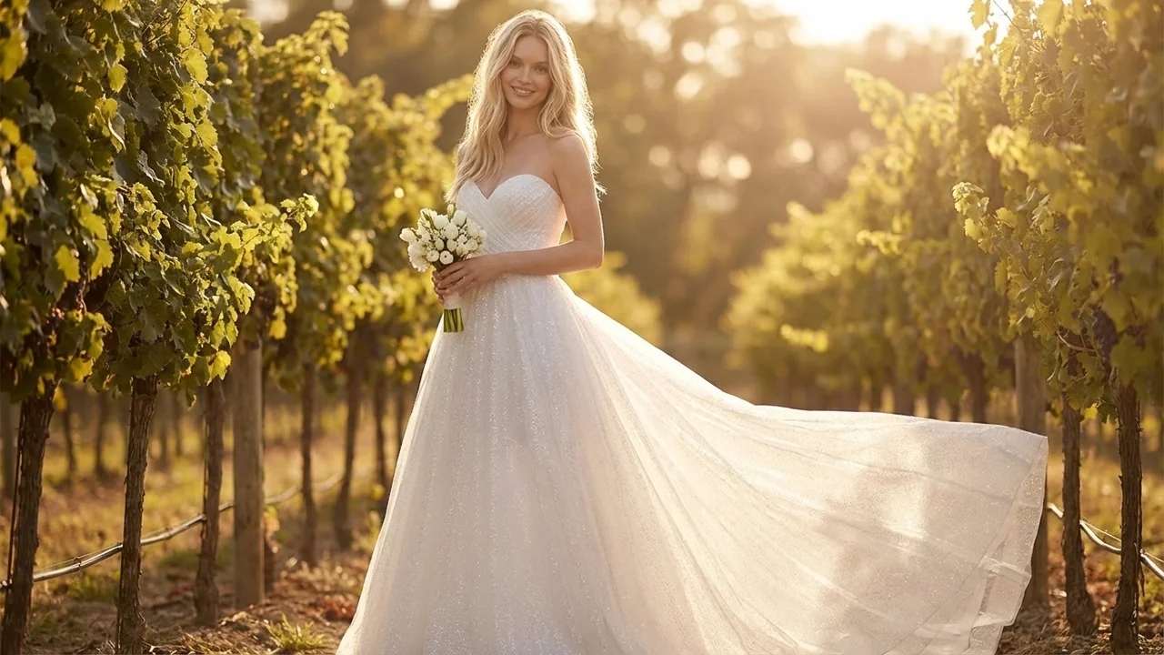 Sparkly Tulle Princess Ball Gown Wedding Dress - 6