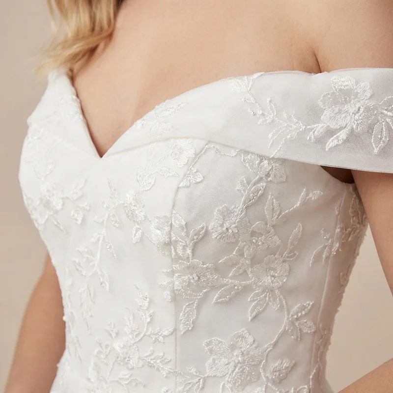 Embroidered Organza Princess Wedding Dress - 3