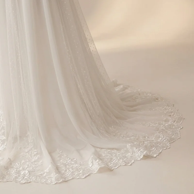 Bohemian Sheer Sleeve Chiffon Wedding Dress - 4