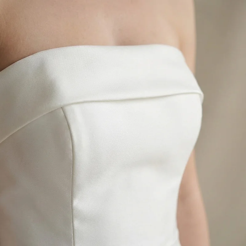 Strapless Satin Mermaid Wedding Gown - 3