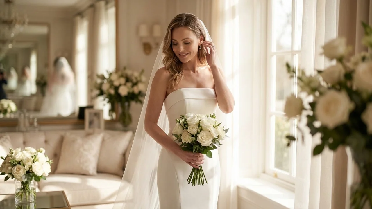 Strapless Satin Mermaid Wedding Gown - 5