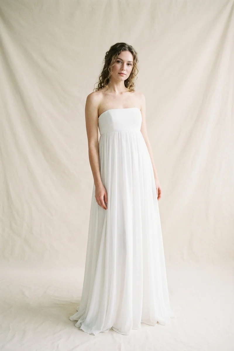 Strapless Chiffon Empire Waist Beach Dress - 1