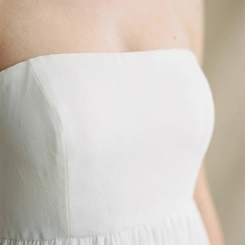 Strapless Chiffon Empire Waist Beach Dress - 3