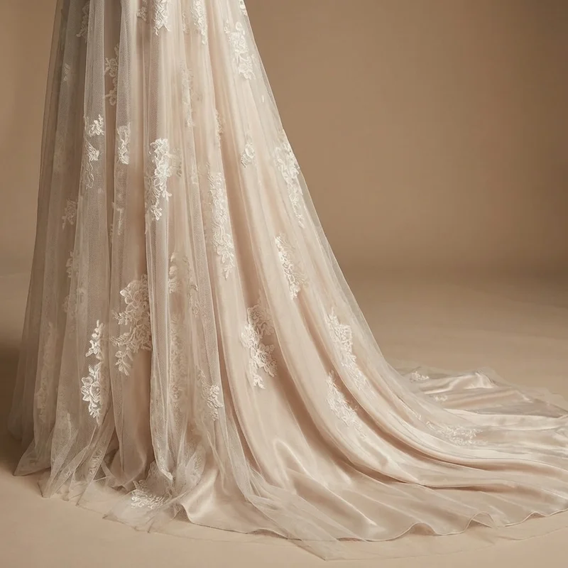 Romantic Lace A-Line Gown with 3/4 Sleeves - 4