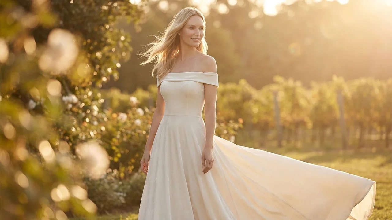 Vivienne Velvet A-Line Winter Wedding Dress - 6