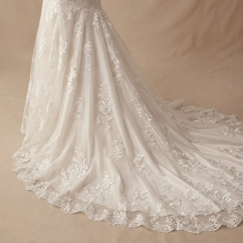 Genevieve Lace Long Sleeve Winter Wedding Dress - 4